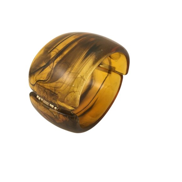 Plastic Vintage Jewelry Translucent Resin Cuff Bangle Hinged Bracelet - Picture 13 of 16